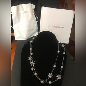 Atelier Swarovski Kalix Strandage crystal necklace in gunmetal w/sage undertones